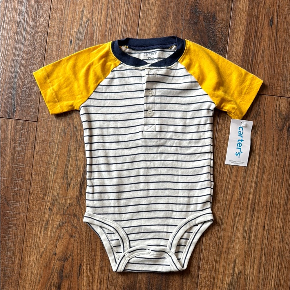 Carter's Yellow and Blue Raglan Bodysuit